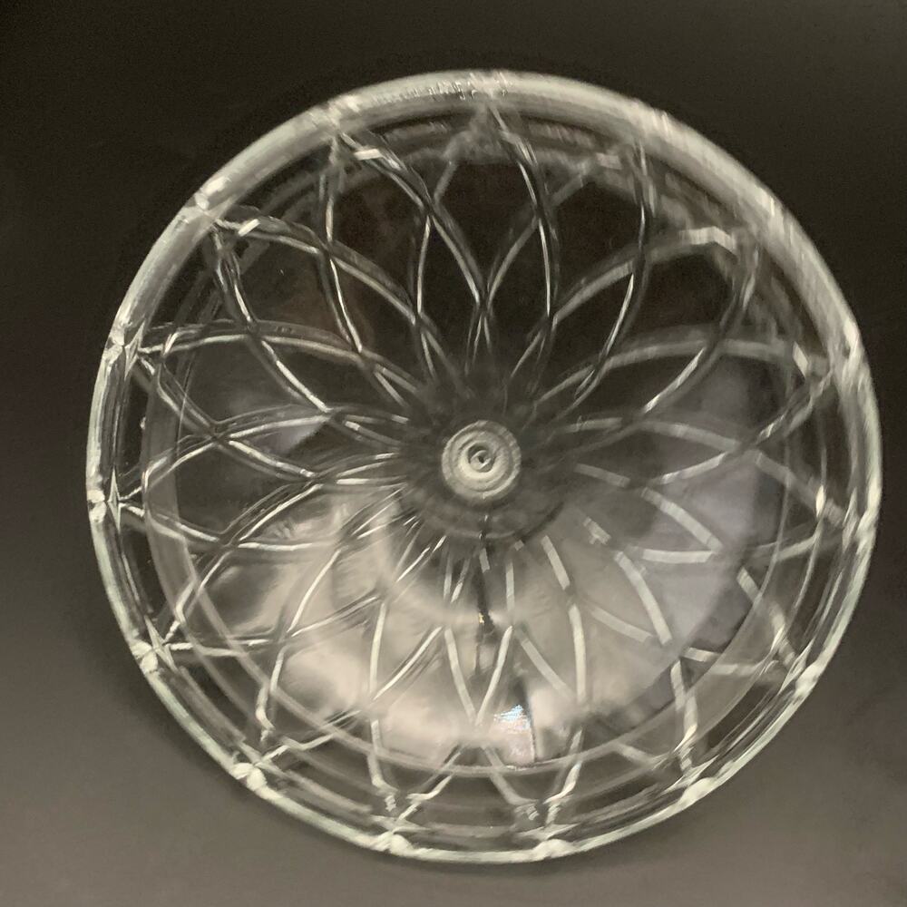 Vintage KIG Indonesia Glass Candy Dish Bowl With Lid Diamond Cut Round Pressed - Picture 7 of 10